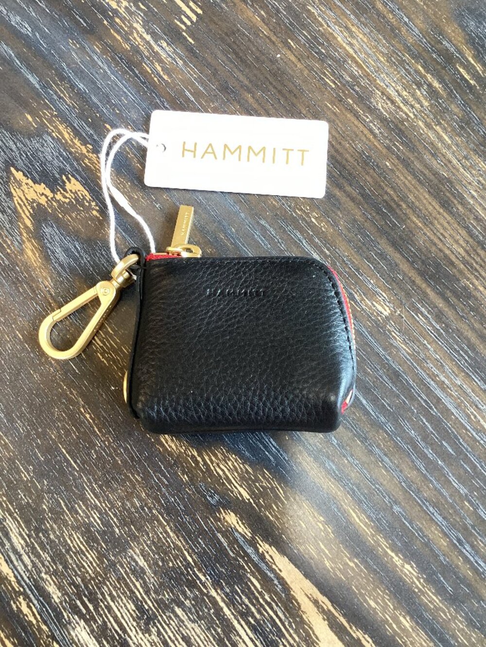 Hammitt Syd Black Leather Pouch with Gold Tone Hardware